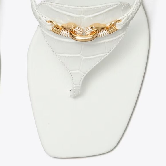 Tory Burch $328 JESSA LOW KITTEN HEELED SANDAL Gold 9.5 10 RUN SMALL - Picture 5 of 8